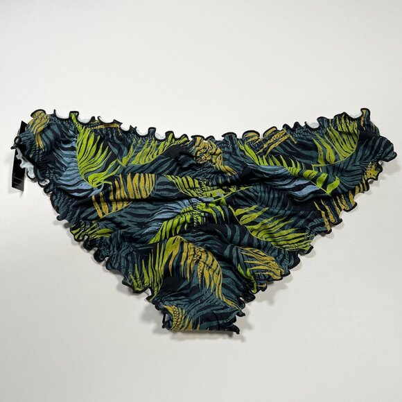 Victoria Secret Medium M Bikini Bottom Ruffle Cheeky Ruched Back Palm Royale - Picture 1 of 7
